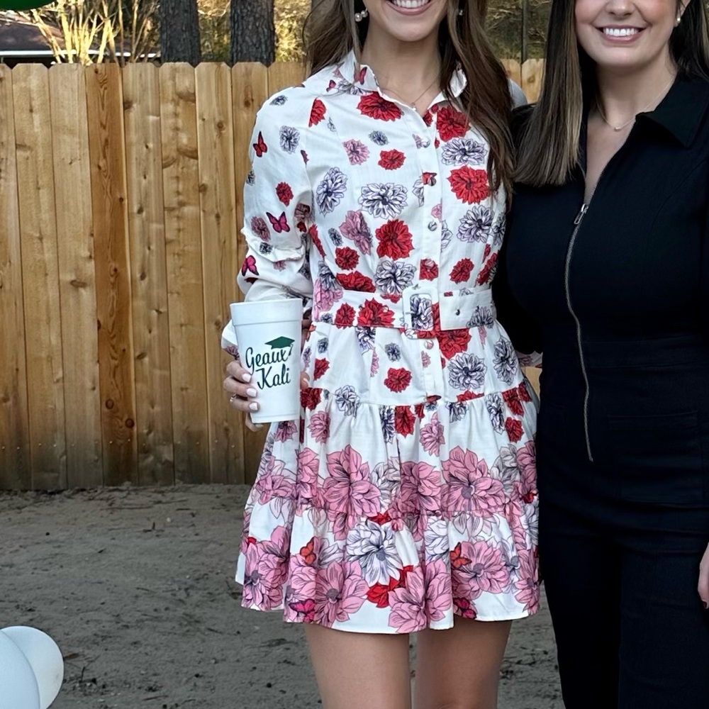 Pink and White Floral Mini Dress